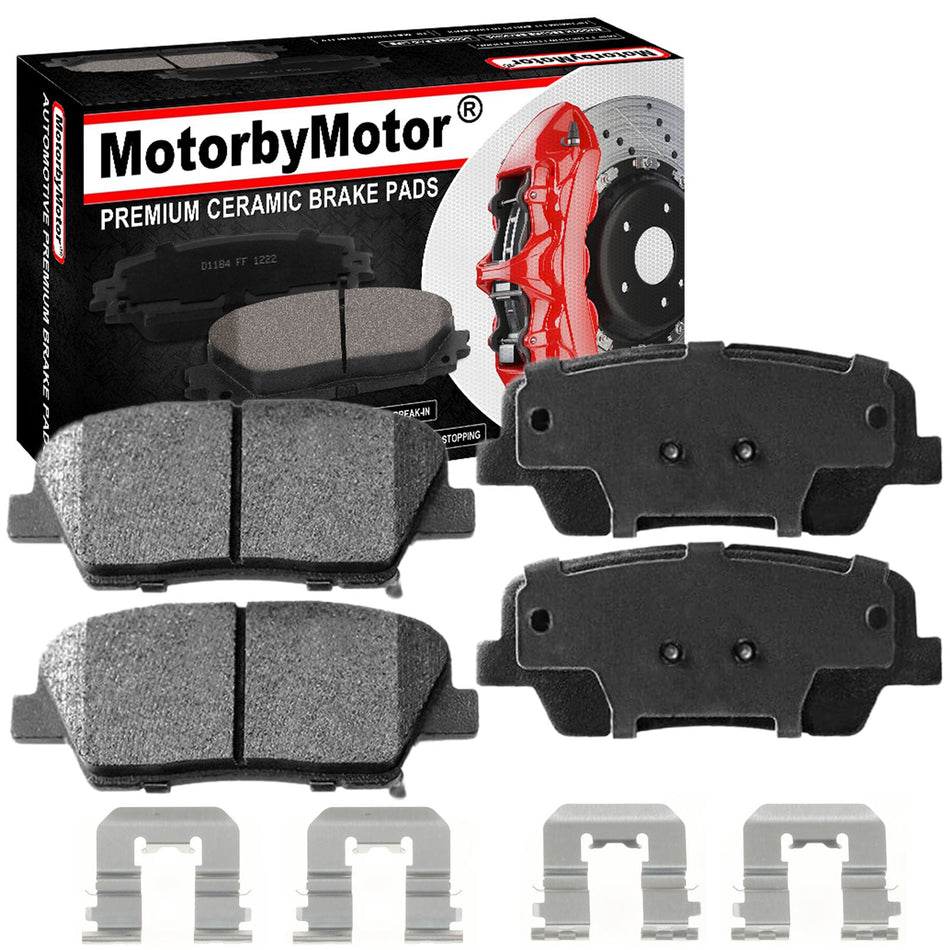 Rear ceramic brake pads with hardware for Hyundai Entourage Santa Fe Kia Sorento