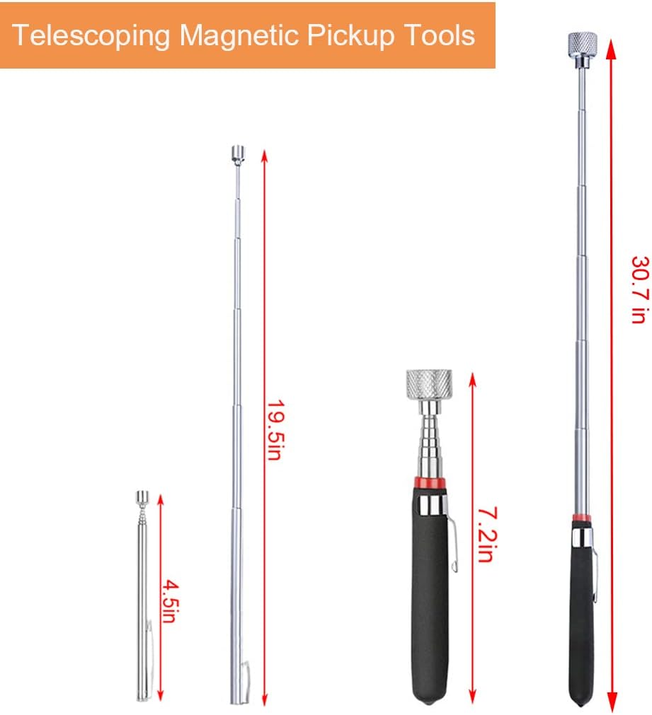 3-Pack Telescoping Magnetic Pickup Tools Set with Strong Magnet