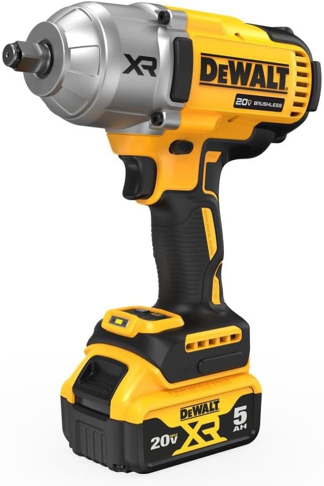 20V Cordless impact wrench kit with 1/2" hog ring, 4-speed control, and high torque for efficient work.