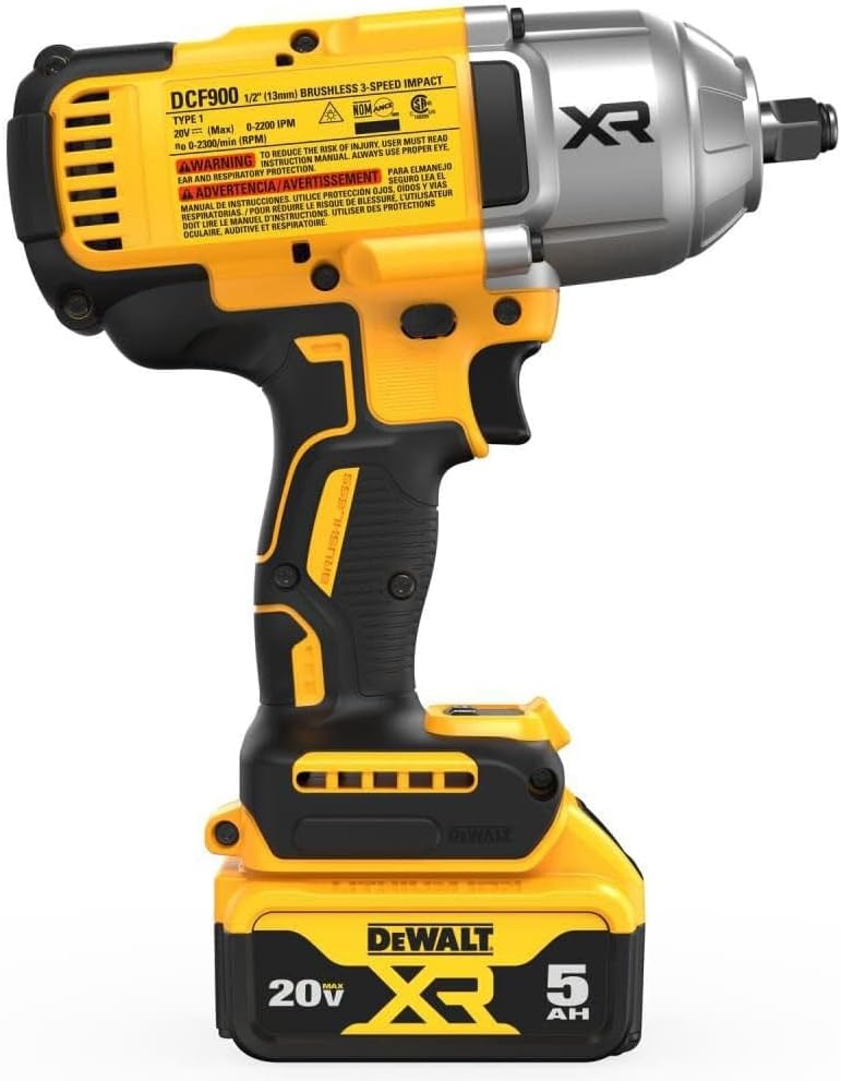 20V Cordless impact wrench kit with 1/2" hog ring, 4-speed control, and high torque for efficient work.