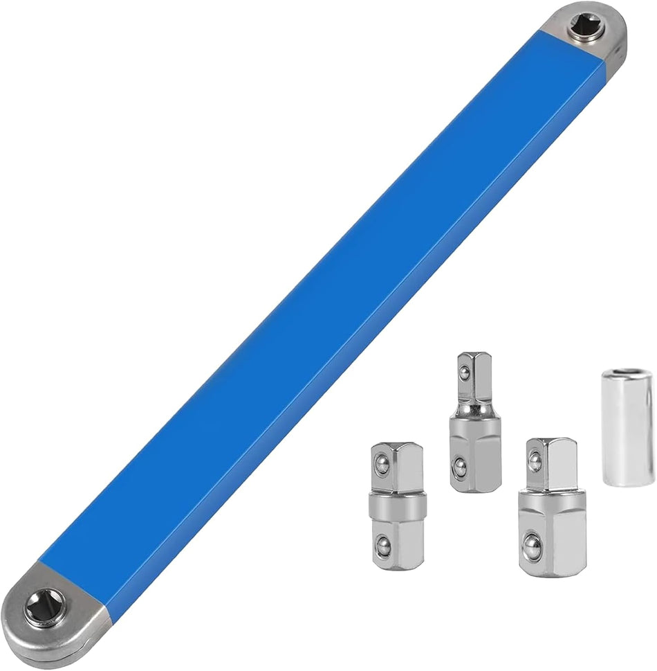 15-Inch Impact Offset Wrench Set with 1/4", 3/8", 1/2" Drive Adapters