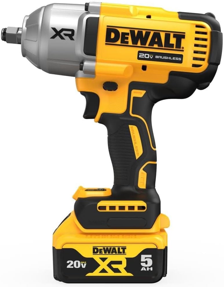 20V Cordless impact wrench kit with 1/2" hog ring, 4-speed control, and high torque for efficient work.