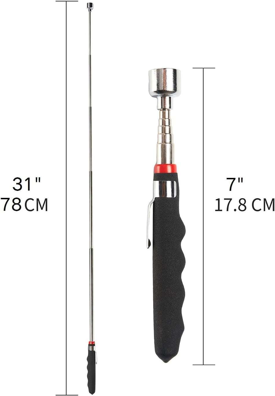 31" Telescoping Magnetic Pickup Tool with 20lb Grip for Hard-to-Reach Areas