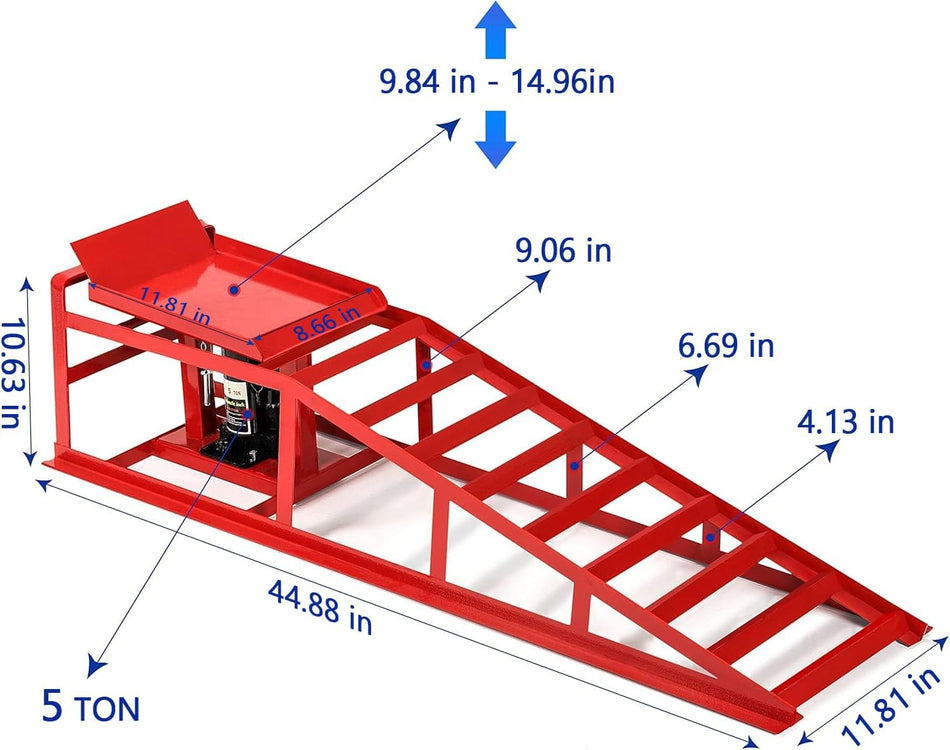 5-Ton Hydraulic Car Ramps (2-Pack) with 11,000lb Capacity