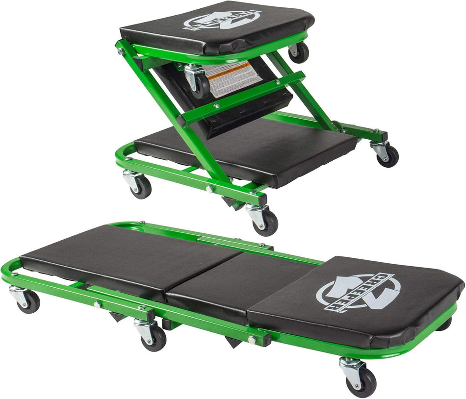 2-in-1 Mechanic Creeper & Seat - 300 Lbs Capacity with Swivel Casters