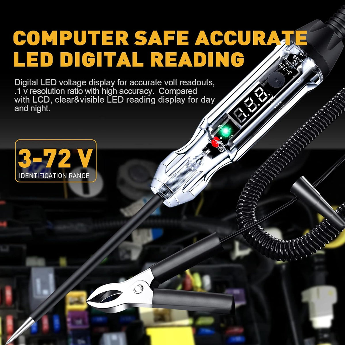 3-72V DC Circuit Tester with LED Display for Trailer Brakes