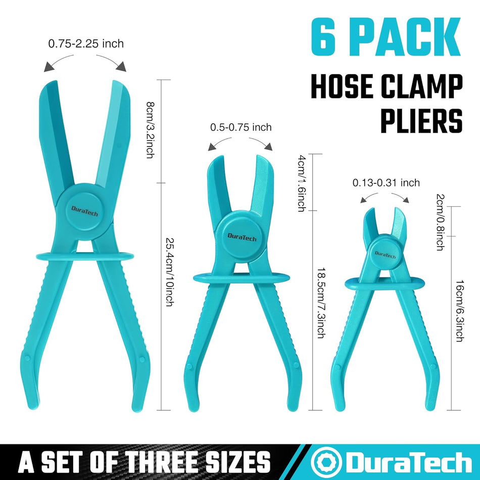 6-Piece Hose Clamp Set for Fuel, Gas, Brake, & Radiator Line Repair.