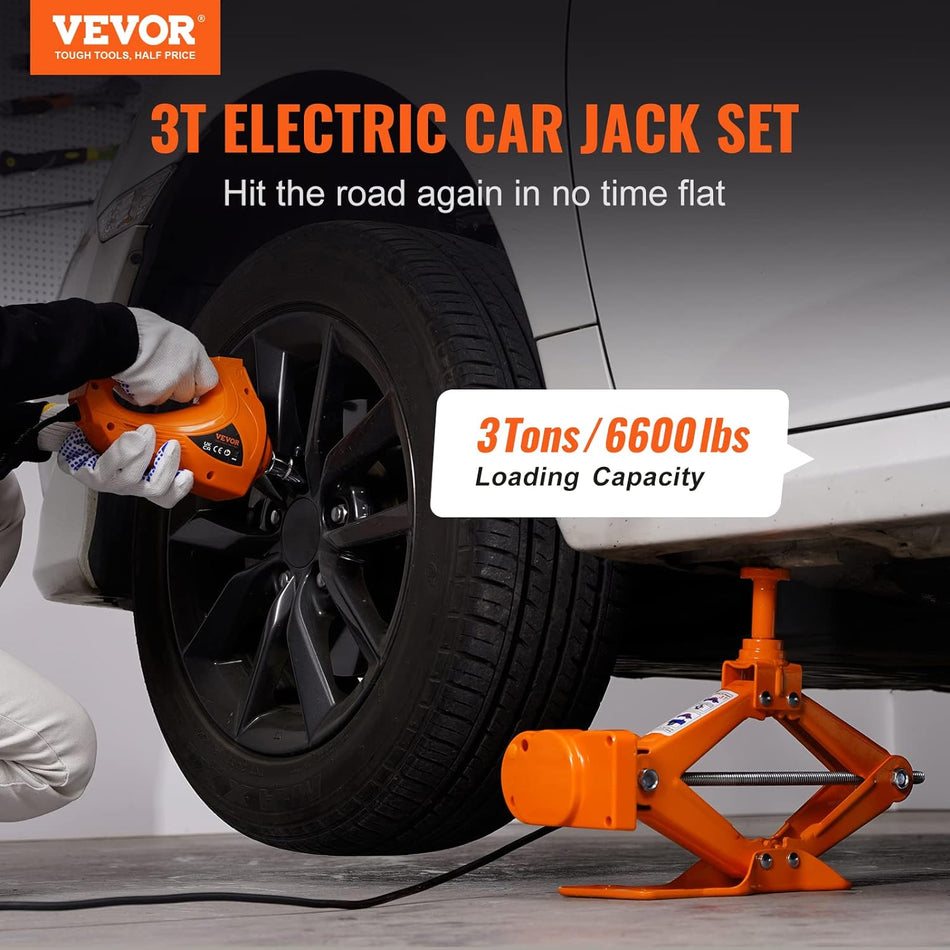 3-Ton Electric Scissor Jack with Impact Wrench for SUVs and Trucks