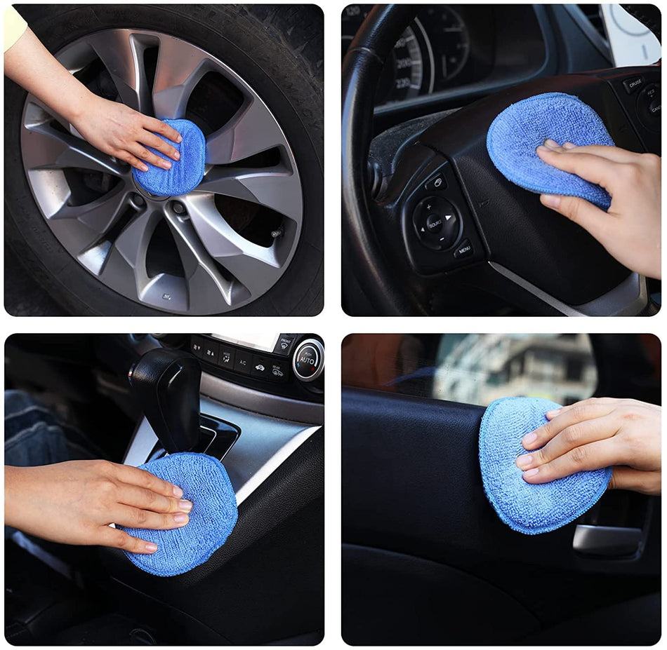 5-Inch Microfiber Wax Applicator Pads (6-Pack) for Car Detailing