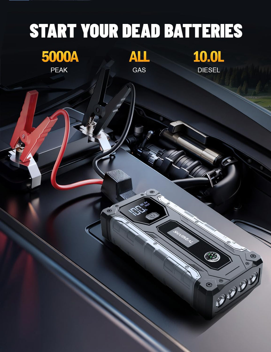 4000A car jump starter for gas and diesel engines with emergency LED light