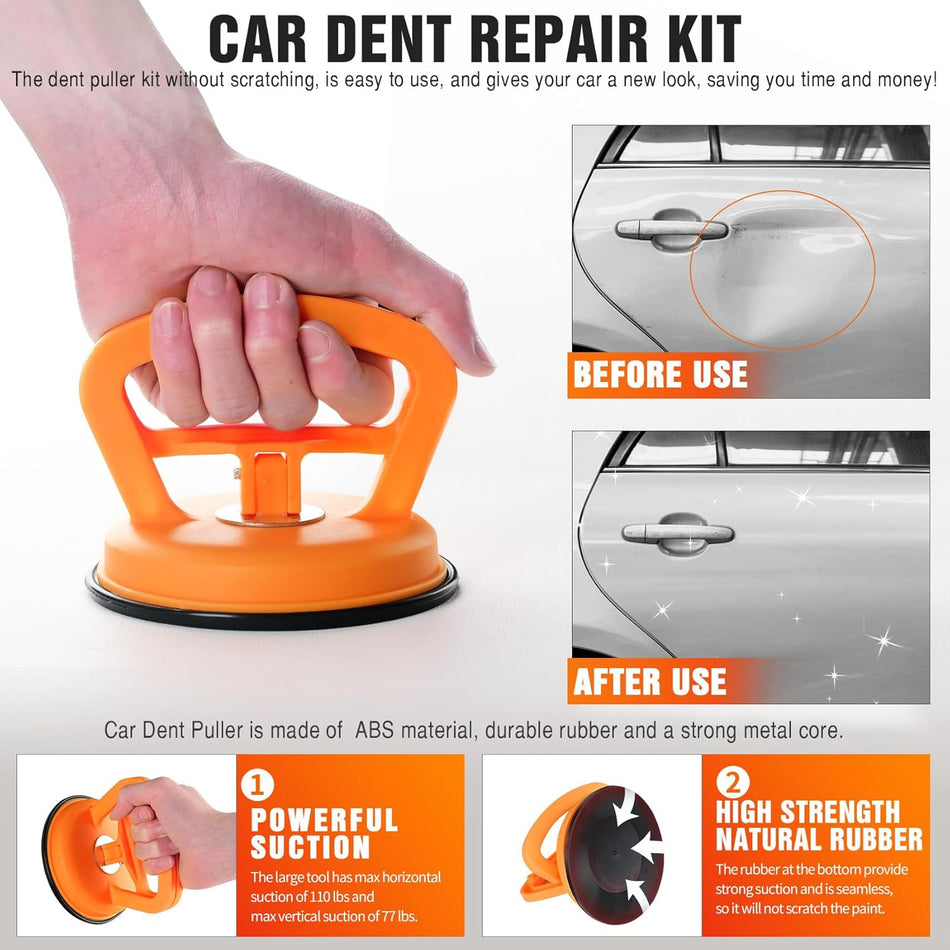 3-Piece Car Dent Puller Kit for Paintless Dent Removal with Suction Cups