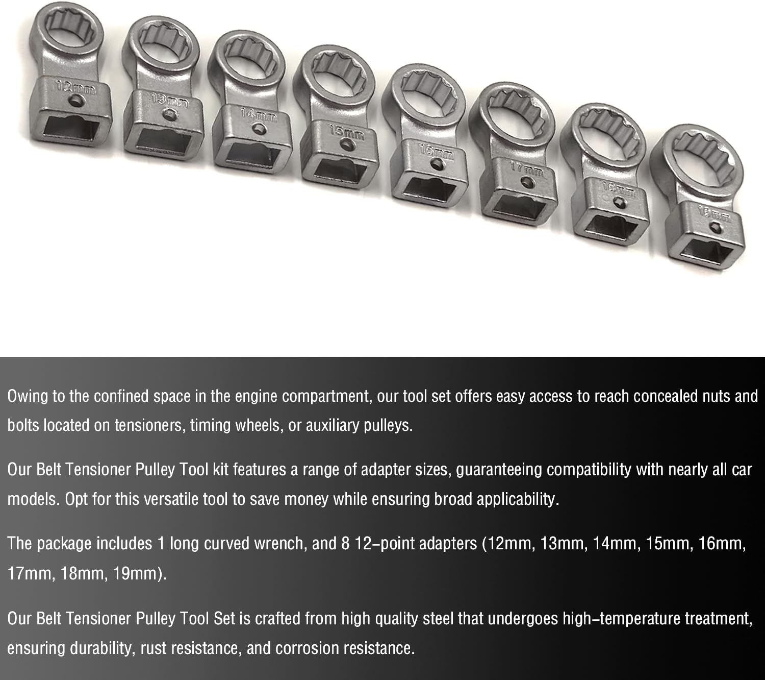 15-Piece Professional Belt Tensioner Tool Kit for Serpentine and Timing Belts