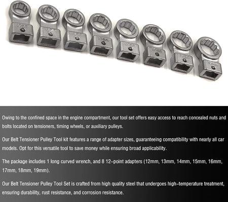 15-Piece Professional Belt Tensioner Tool Kit for Serpentine and Timing Belts