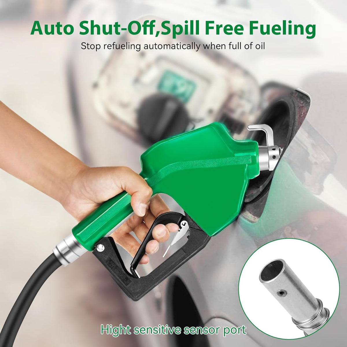 3/4" Auto Shut-Off Fuel Nozzle - 16 GPM Flow, 3-Speed Lock for Gas/Diesel