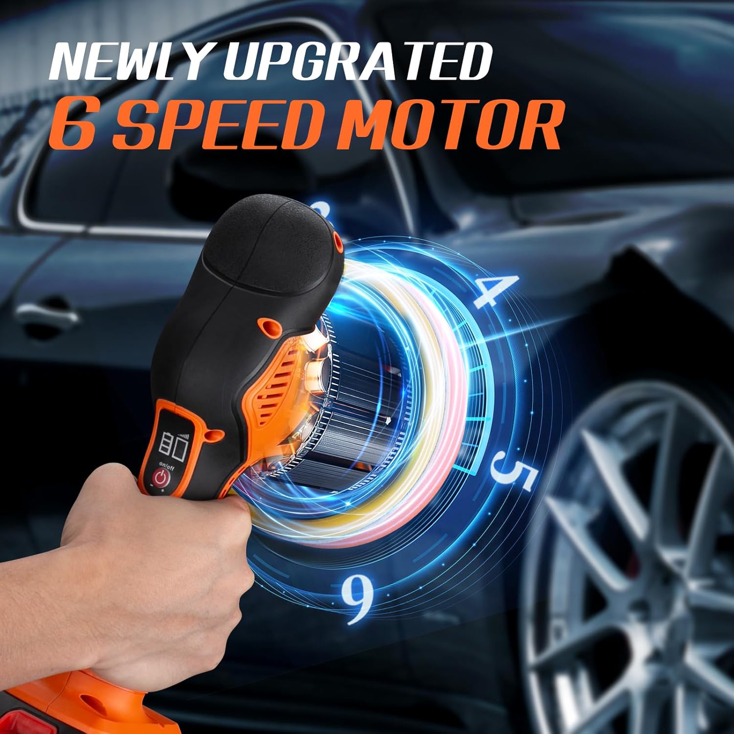 Cordless 21V Car Polisher Kit with 2 Batteries and 18 Attachments for Detailing