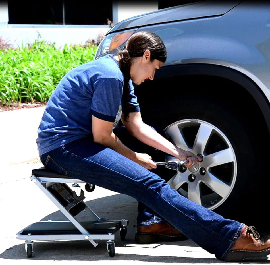 2-in-1 Mechanic Creeper & Seat - 300 Lbs Capacity with Swivel Casters