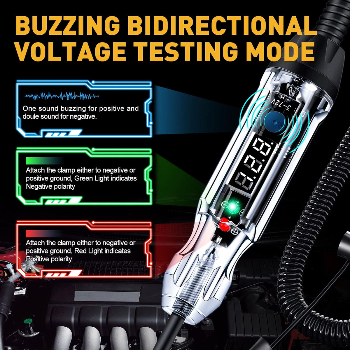 3-72V DC Circuit Tester with LED Display for Trailer Brakes
