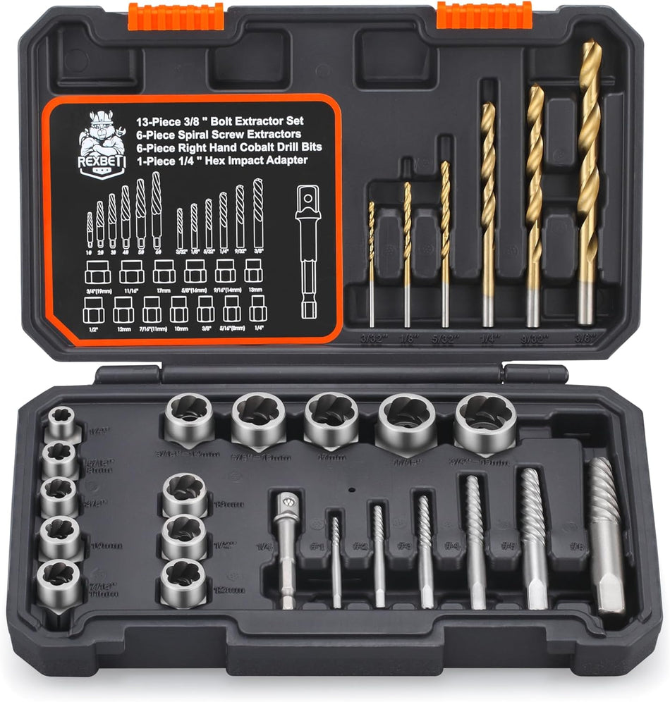 13-Piece Bolt & Nut Remover Set, Chrome Molybdenum Steel Extractor Kit