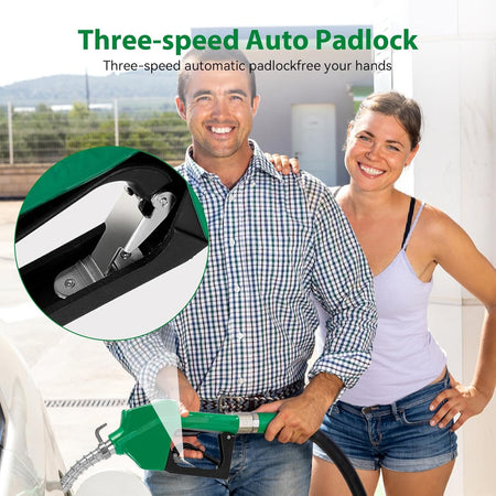3/4" Auto Shut-Off Fuel Nozzle - 16 GPM Flow, 3-Speed Lock for Gas/Diesel