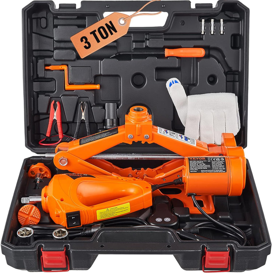 3-Ton Electric Scissor Jack with Impact Wrench for SUVs and Trucks
