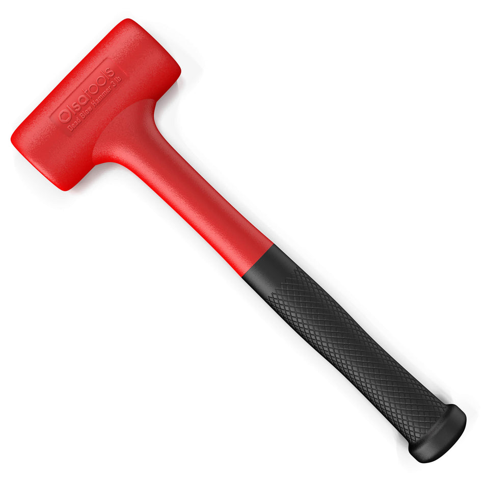 3 lb dead blow hammer with polyurethane head and steel shot core