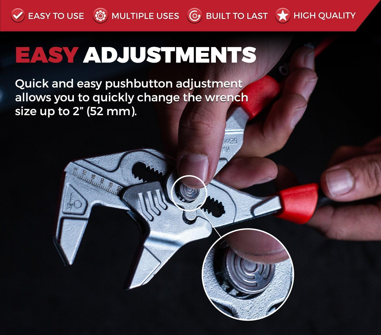 10-inch adjustable pliers wrench with smooth non-marring jaws