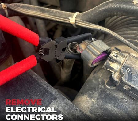 Automotive electrical connector removal pliers with dual-hook design